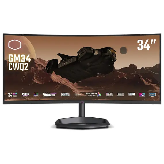 CoolerMaster CMI-GM34-CWQ2 - 34" Curved Gaming Monitor, UWQHD, 180Hz, Black