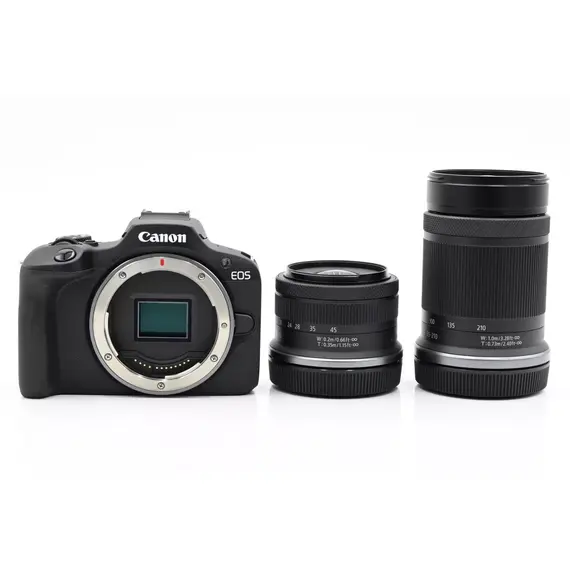 Canon EOS R100 Mirrorless Camera + RF-S 18-45mm IS STM Lens + RF-S 55-210mm IS STM Lens
