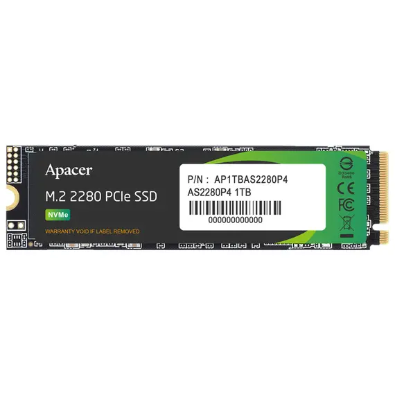 Apacer AS2280P4 - 1TB SSD, PCI Express 3.0, NVMe, 3D TLC, M.2