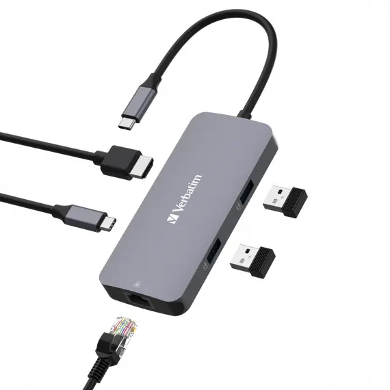 Verbatim CMH-05 - Docking Station, USB Type-C, 5000Mbit/s, Silver, 2 image