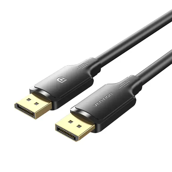 Vention HAKBF - DisplayPort 1.2 Cable, 4K/60Hz, 21.6Gbps, Gold Plated, 1m, Black