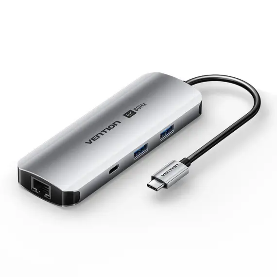 Vention TQMHB - USB-C to HDMI, USB-A x2, USB-C, SD Card Reader, LAN, 3.5mm