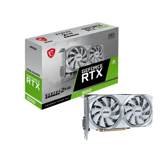 MSI VENTUS RTX 3050 2X XS WHITE 8G OC - Graphics Card, NVIDIA, GeForce RTX 3050, 8GB, GDDR6