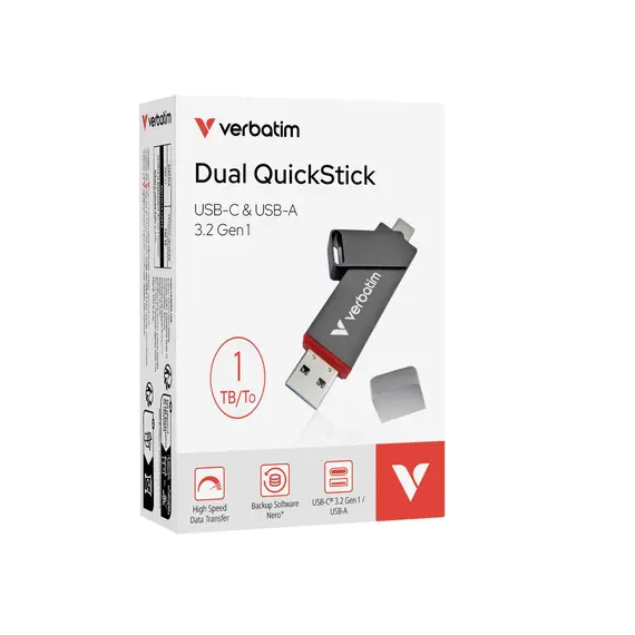 Verbatim Dual QuickStick - 512GB USB Flash Drive, USB Type-A / USB Type-C 3.2 Gen 1 (3.1 Gen 1), Grey, 2 image