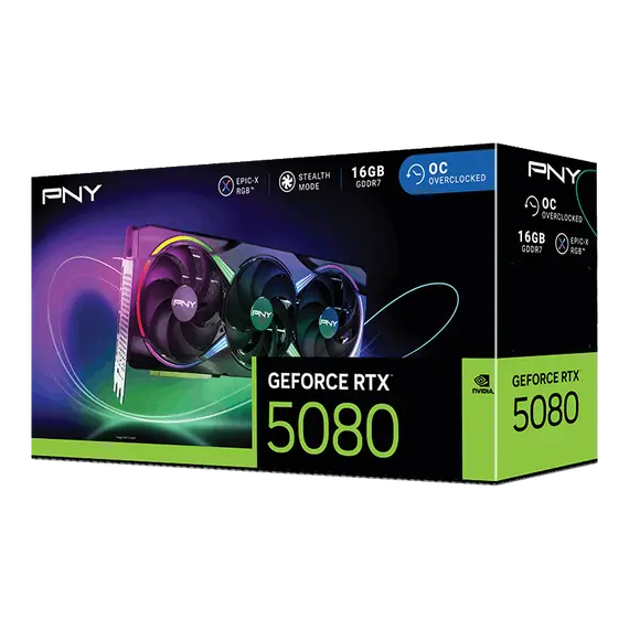 PNY GeForce RTX™ 5080 ARGB EPIC-X RGB™ Overclocked Triple Fan GPU
