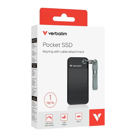 Verbatim Pocket - 2TB External SSD, USB 3.2 Gen 2, Black/Grey, 2 image