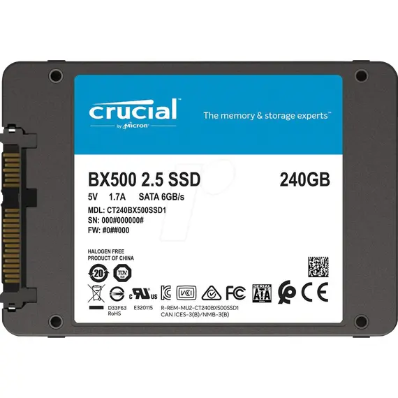 Crucial SSD 240GB BX500 3D NAND SATA 2.5, 2 image