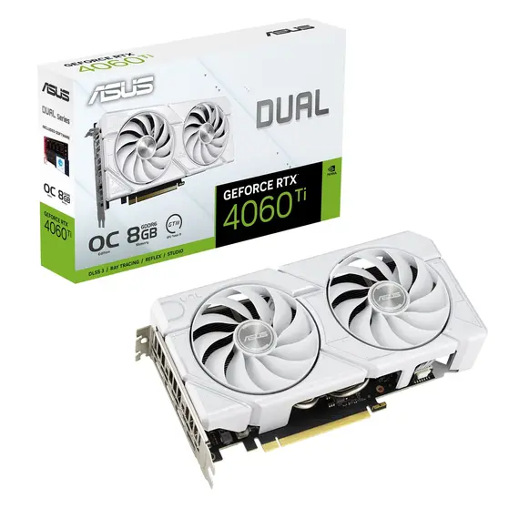 ASUS Dual -RTX4060TI-O8G-EVO-WHITE - Video Card, NVIDIA GeForce RTX 4060 Ti, 8GB GDDR6