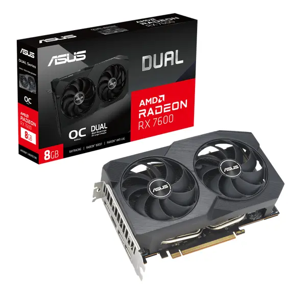 ASUS Dual -RX7600-O8G-V2 - Video Card, AMD Radeon RX 7600, 8GB, GDDR6