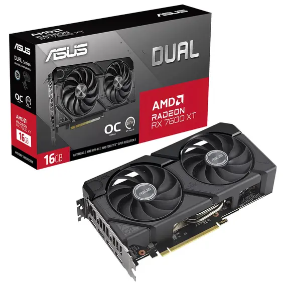 ASUS Dual -RX7600XT-O16G - Video Card, AMD Radeon RX 7600 XT, 16GB GDDR6