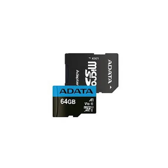 ADATA AUSDX64GUICL10A1-RA1 Memory Card - 64GB, MicroSDXC, UHS-I, Black, Blue