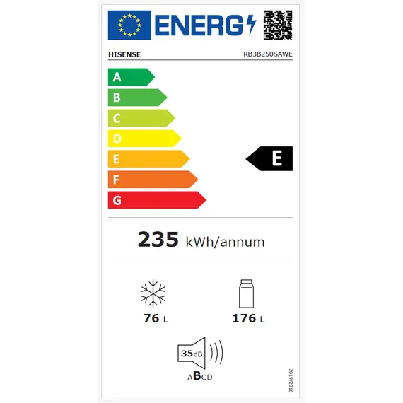 Hisense RB3B250SAWE Refrigerator - 252 L, E, 1YR – מקרר הייסנס, תמונה 8