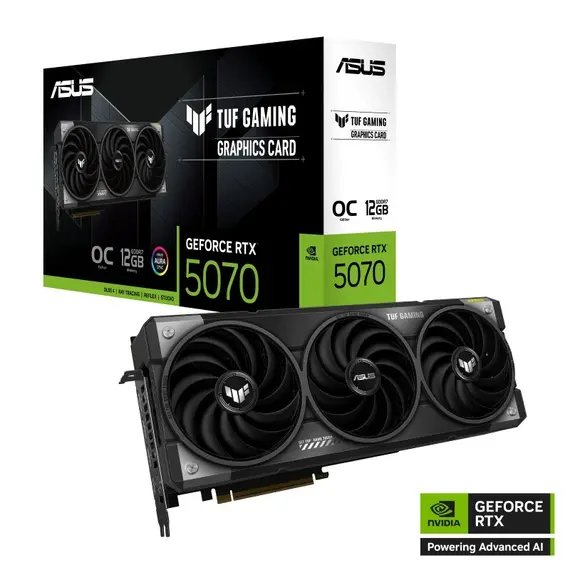 ASUS 90YV0LZ0-M0NA00 Video Card - 12GB GDDR7, PCI Express 5.0, NVIDIA GeForce RTX 5070, OC, Black, 1YR