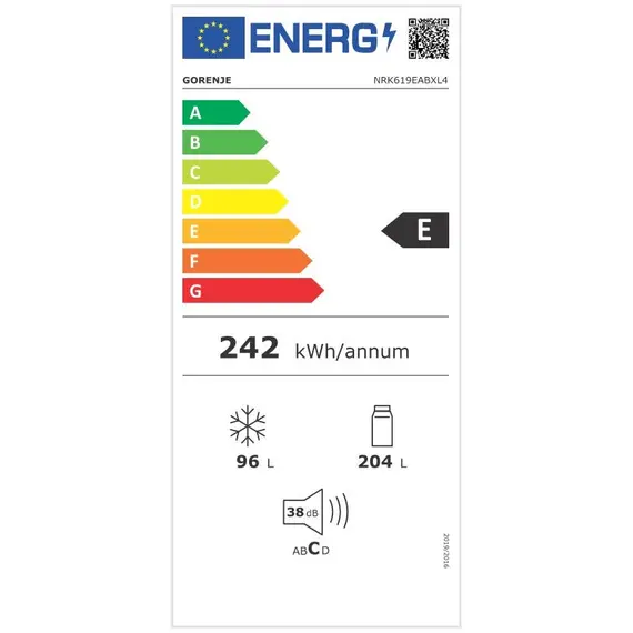 Gorenje NRK619EABXL4 Refrigerator-Freezer - 300 L, E, 1850 mm, Black, 1YR, image 22