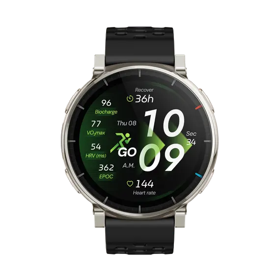 Amazfit Active 3 Smartwatch - 1.32", AMOLED, Digital, Touchscreen, GPS (satellite), Black/Silver