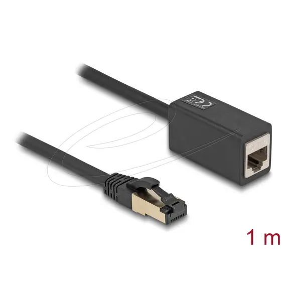Delock 87105 - Network Extension Cable RJ45 plug to RJ45 jack Cat.8.1 S/FTP, 1m, Black, изображение 2