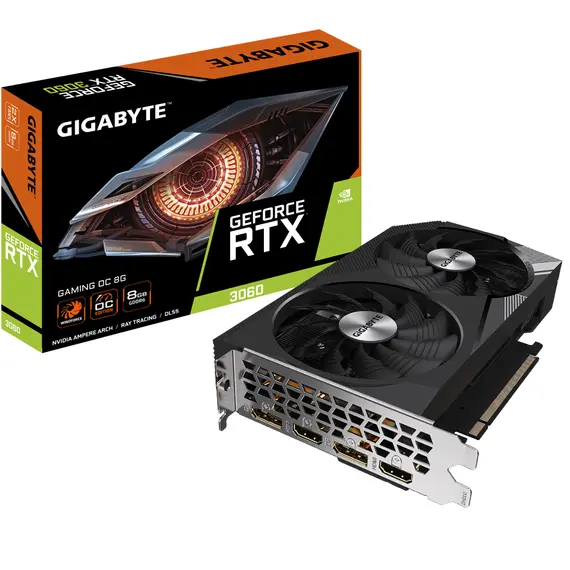GIGABYTE GAMING GeForce RTX 3060 OC 8G - Video Card, NVIDIA, 8GB, GDDR6