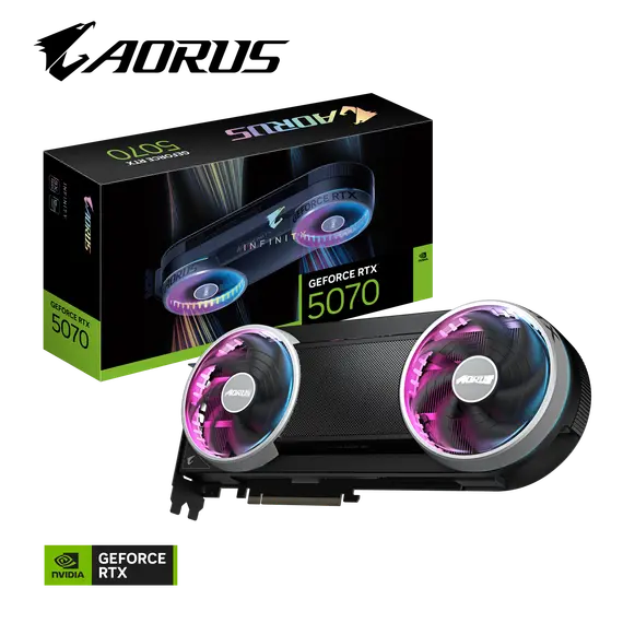GIGABYTE AORUS GeForce RTX 5070 INFINITY 12G Graphics Card, 12GB, GDDR7, GDDR7, 2 image