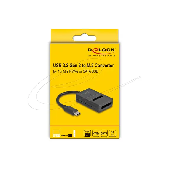 Delock Combo Converter for M.2 NVMe PCIe or SATA SSD with USB Type-C™, 10Gbps, 2 image