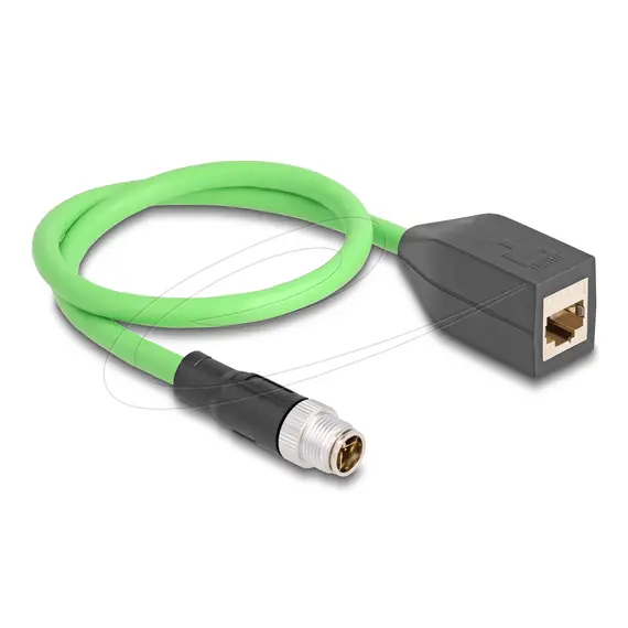 Delock M12 Cable X-coded 8-pin male to RJ45 female PUR (TPU), 0.5m
