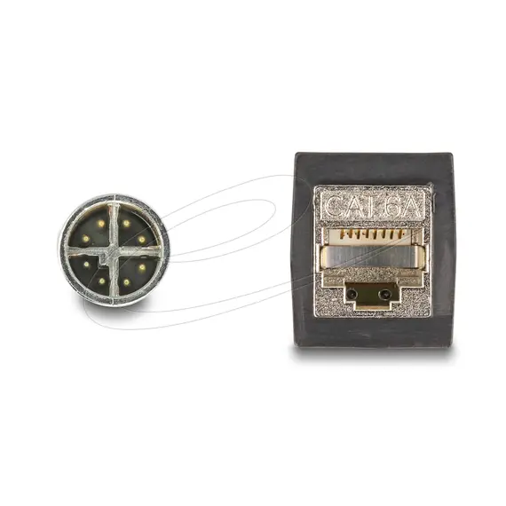 Delock M12 Cable X-coded 8-pin male to RJ45 female PUR (TPU), 0.5m, 2 image