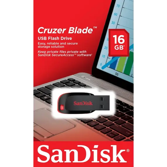 SanDisk SDCZ50-016G-B35 USB Flash Drive - 16GB, USB 2.0, Black, 2YR, 2 image
