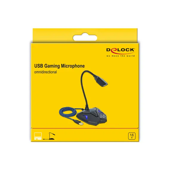 Delock Desktop USB Gaming Microphone with Gooseneck and Mute Button, изображение 3