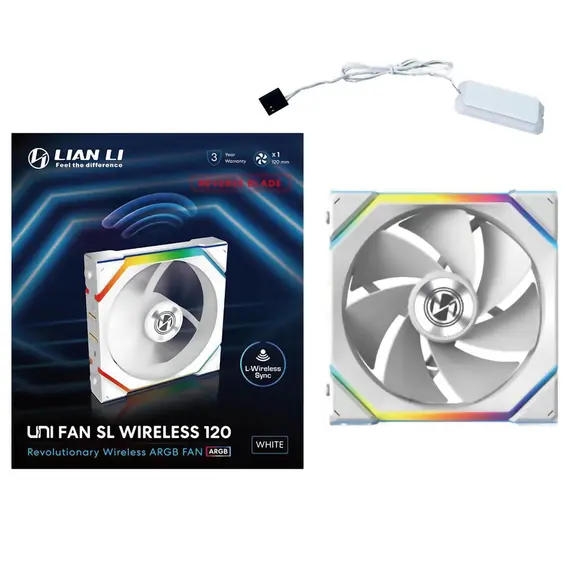 Lian-Li UNI SL Wireless 120mm Reverse - PC Case Fan, White, צבע המוצר: White, 2 image