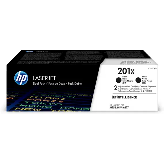 HP CF400XD - High Yield LaserJet Toner Cartridges, 2-pack, Black, 1YR