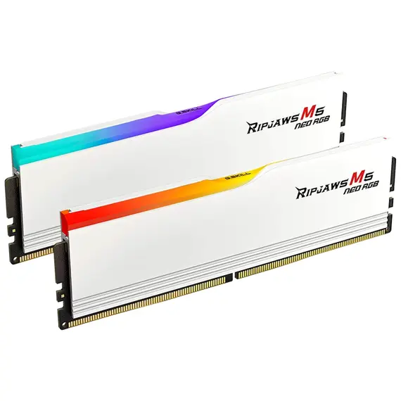 G.Skill Ripjaws M5 Neo RGB Memory Module - 64GB (2x32GB), DDR5, 6000, CL28, White, מהירות הזיכרון: 6000 MT/s, זמן איחזור CAS: 28, צבע המוצר: White, 2 image