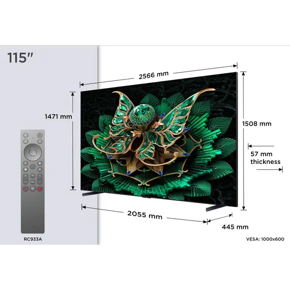 TCL 115C7K TV - 115", 4K Ultra HD, Smart TV, QD-Mini LED, Wi-Fi, Black, 2YR, תצוגה אלכסוני: 115", 7 image