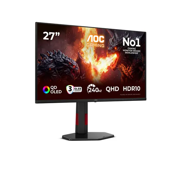 AOC Q27G4ZDR Gaming Monitor - 26.5", QHD, QD-OLED, 240Hz, Black, 3YR, 2 image