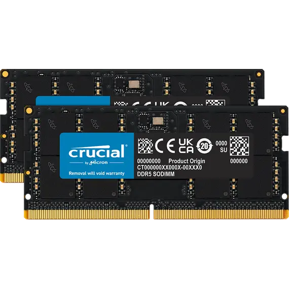 Crucial CT2K64G56C46S5 Memory Module  - 128GB, (2x64GB), DDR5, 262-pin SO-DIMM, מערך/סידור הזיכרון: 2 x 64 GB, זיכרון פנימי: 128 GB