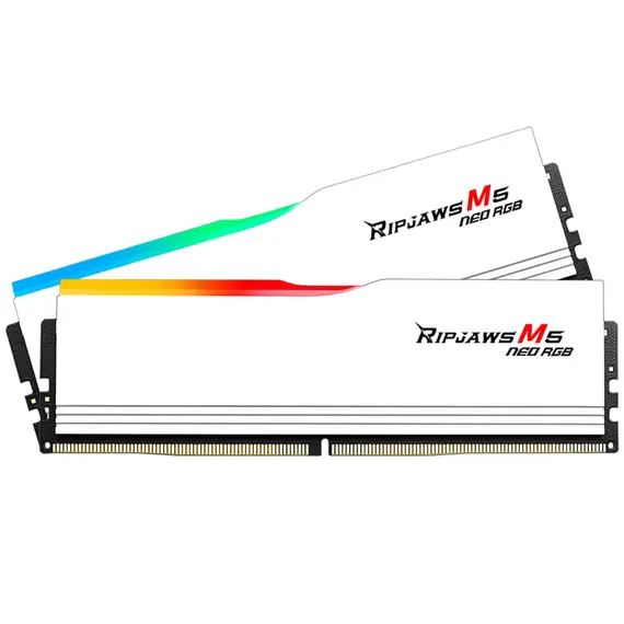 G.Skill Ripjaws M5 Neo RGB Memory Module - 64GB (2x32GB), DDR5, 6000, CL28, White, מהירות הזיכרון: 6000 MT/s, זמן איחזור CAS: 28, צבע המוצר: White