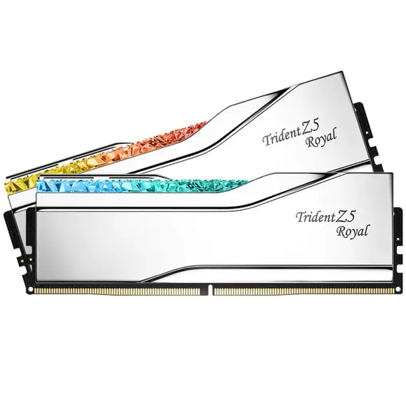 G.Skill DDR5 64GB (2x32GB) 6400 CL32 Trident Z5 Royal Silver, מהירות הזיכרון: 6400 MHz, זמן איחזור CAS: 32, צבע המוצר: Silver