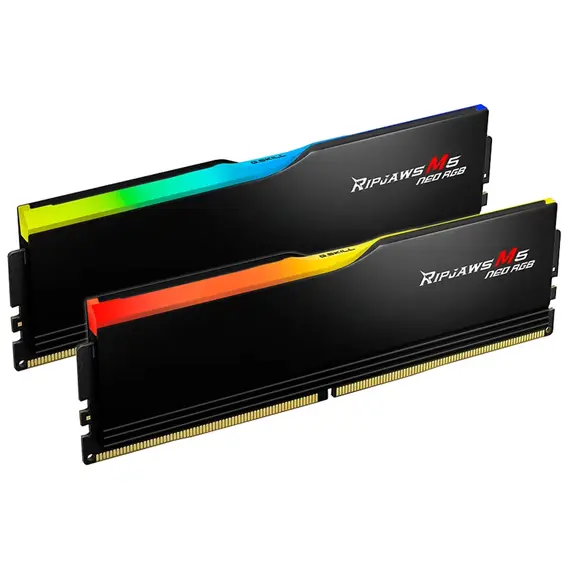 G.Skill Ripjaws M5 Neo RGB Memory Module - 64GB (2x32GB), DDR5, 6000, CL28, Black, מהירות הזיכרון: 6000 MT/s, זמן איחזור CAS: 28, צבע המוצר: Black, 2 image