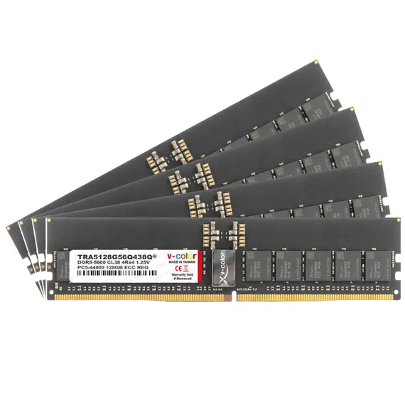 v-color DDR5 512GB (4x128GB) 6000 CL38 OC R-DIMM Workstation, מהירות הזיכרון: 6000 MT/s