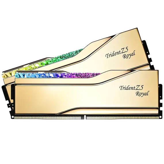 G.Skill Trident Z5 Royal Memory Module - 64GB (2x32GB), DDR5, 6000, CL28, Gold, מהירות הזיכרון: 6000 MT/s, זמן איחזור CAS: 28, צבע המוצר: Gold