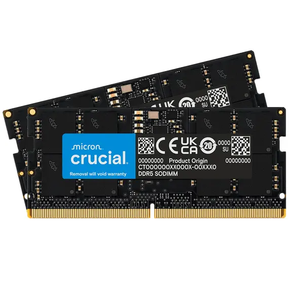 Crucial CT2K64G56C46S5 Memory Module  - 128GB, (2x64GB), DDR5, 262-pin SO-DIMM, מערך/סידור הזיכרון: 2 x 64 GB, זיכרון פנימי: 128 GB, 2 image