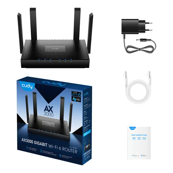 Cudy WR3000 AX3000 Gigabit Mesh Wi-Fi 6 Router - Wi-Fi 6 IEEE 802.11ax, Up to 3.0 Gbps, Black, 1YR, 7 image