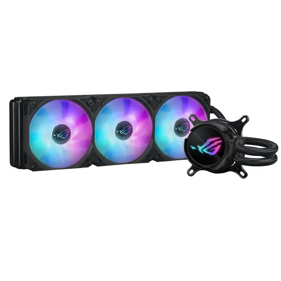 ASUS 90RC00T1-M0UAY0 ROG Strix LC III 360 ARGB Liquid CPU Cooler - 360 mm, 3x 120 mm, AMD AM5/AM4, Intel LGA 1851/1700/1200/115x, LCD, Black, 1YR, צבע המוצר: Black