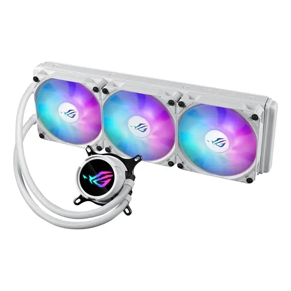 ASUS 90RC00T2-M0UAY0 ROG Strix LC III all-in-one CPU liquid cooler - 120 mm fans (three), ARGB / AURA Sync, White, 1YR, צבע המוצר: White