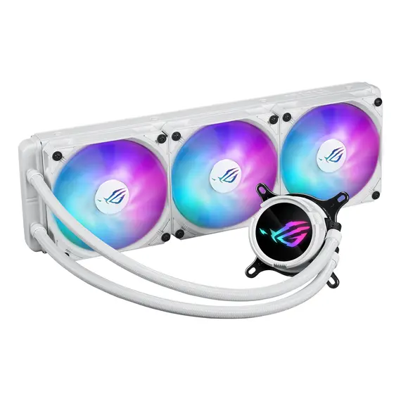 ASUS 90RC00T2-M0UAY0 ROG Strix LC III all-in-one CPU liquid cooler - 120 mm fans (three), ARGB / AURA Sync, White, 1YR, צבע המוצר: White, 2 image