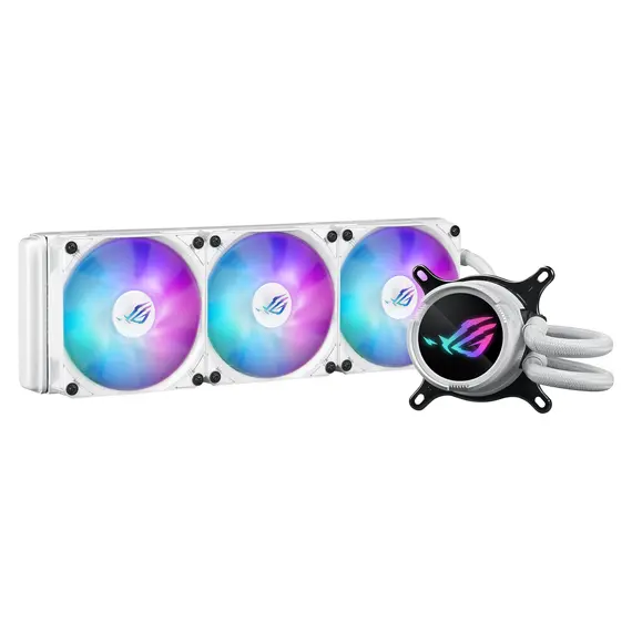 ASUS 90RC00T2-M0UAY0 ROG Strix LC III all-in-one CPU liquid cooler - 120 mm fans (three), ARGB / AURA Sync, White, 1YR, צבע המוצר: White, 3 image