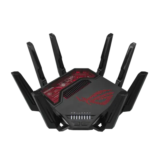 ASUS 90IG0850-MO9A0V Desktop Router - Wi-Fi 7 802.11be, 19,000 Mbps, USB port, Black/Red, 1YR