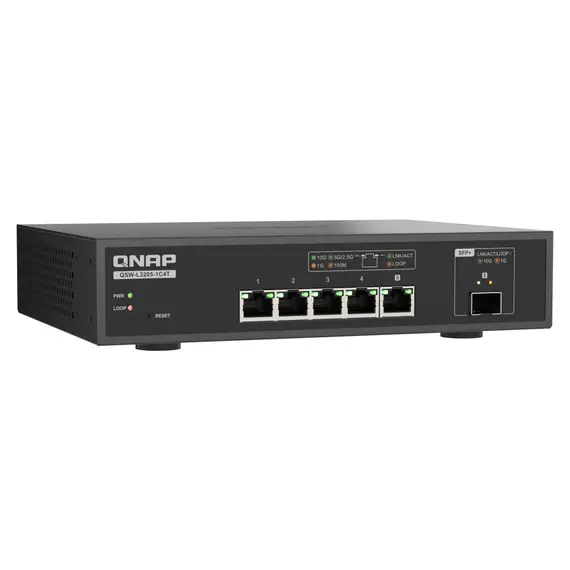 QNAP QSW-L3205-1C4T Lite Managed Switch - 4x 10GbE BASE-T, Desktop, Black, 1YR, 7 image