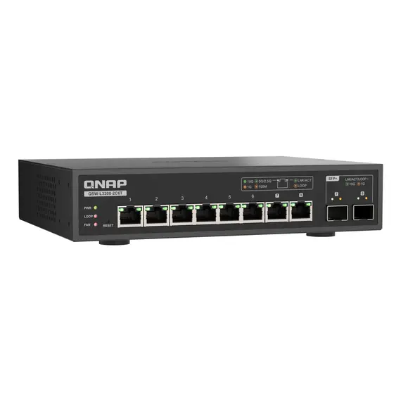 QNAP QSW-L3208-2C6T Lite Managed Switch - 6x 10GbE BASE-T, Desktop, Black, 1YR, 9 image