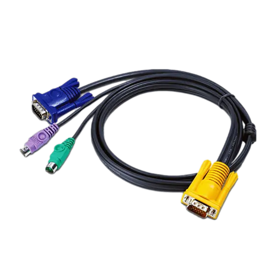 ATEN 2L-5202P KVM Cable - VGA, 1.8 m, HDB-15 + 2 x PS/2, SPHD-15, Black