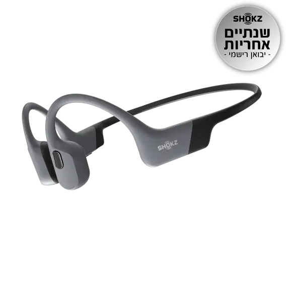 SHOKZ S710-ST-GY Headphones - Bone Conduction, Wireless, Bluetooth 5.4, Built-in Microphone, IP68, Grey, 2YR – אוזניות