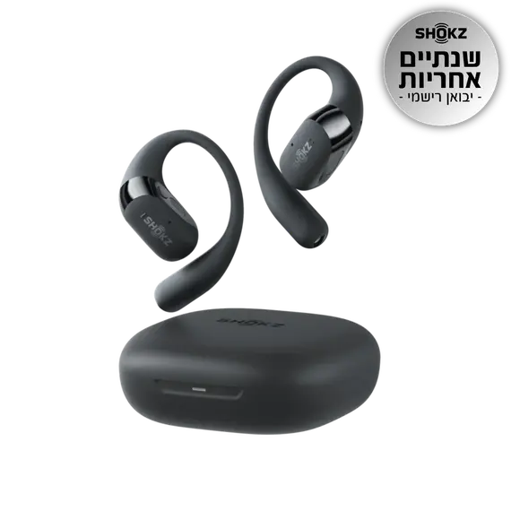 SHOKZ OpenFit 2+ T921-ST-BK Headphones - Dolby Audio, Wireless, Bluetooth 5.4, Boom Microphone, IP55, Black, 2YR